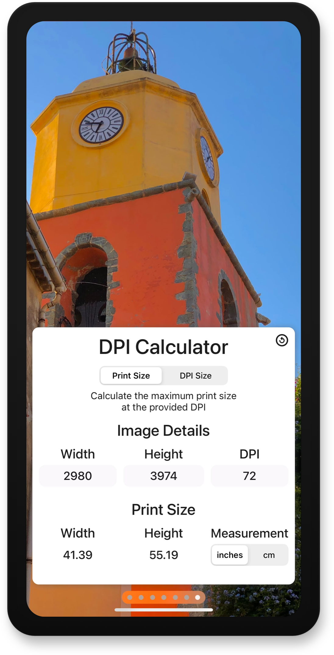 Metadata App Image DPI Calculator Data Screenshot